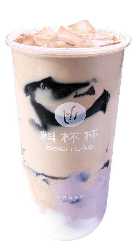 Taro Milk Tea w/ Milk Mochi & Oats & Grass Jelly